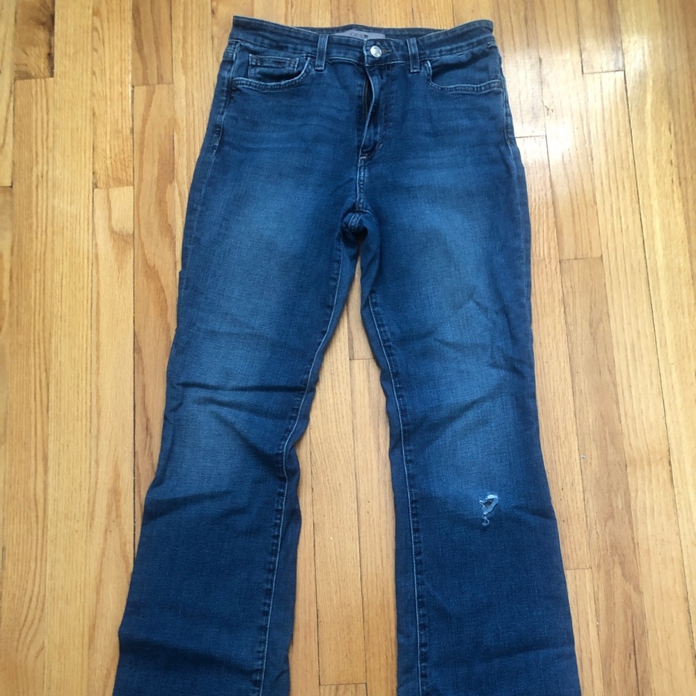 JOE’S JEANS “Herculina” High-rise Flare Jeans, medium dark wash, size 28